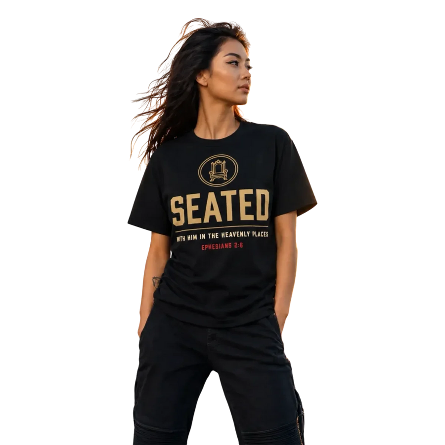 Seated tee — Black / Gold — alternate view