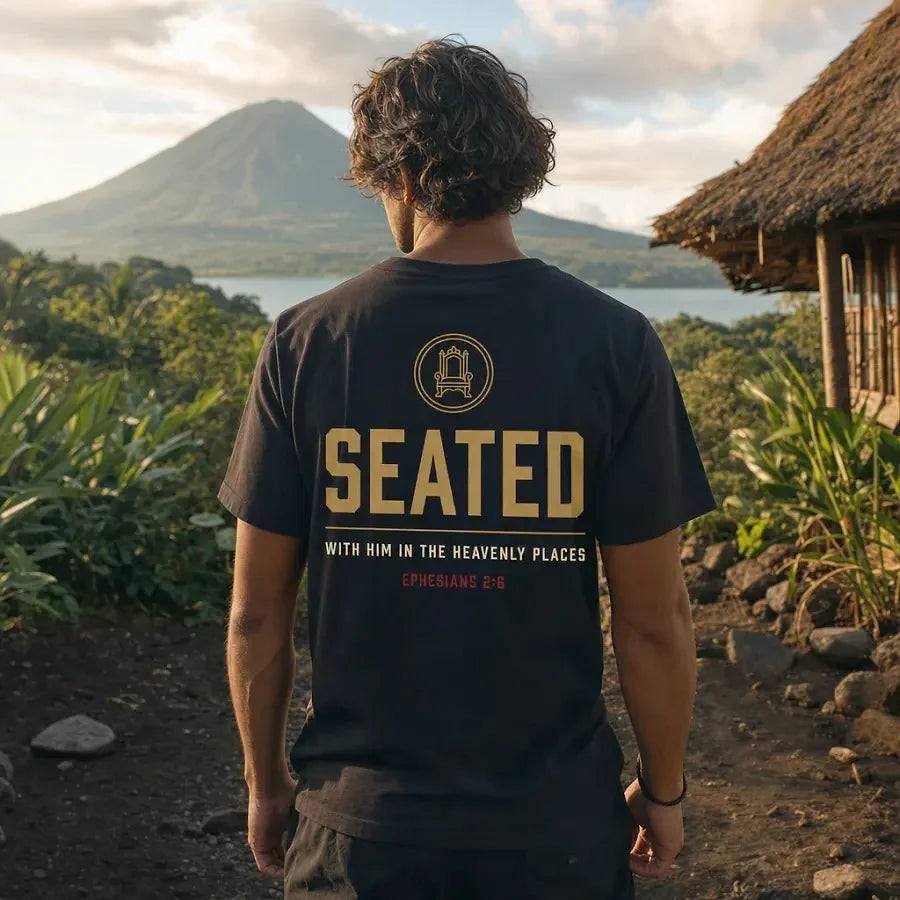Seated tee — Black / Gold — alternate view
