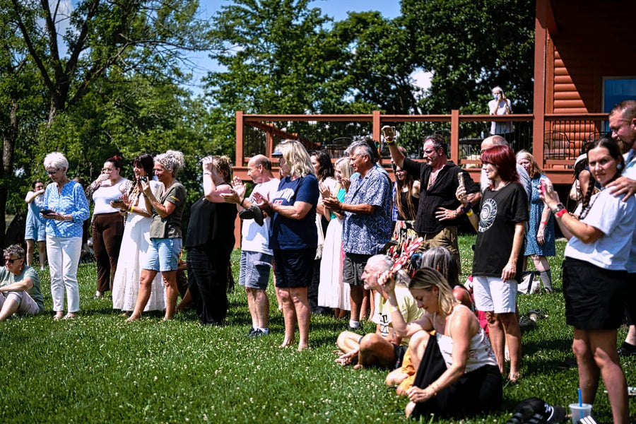 Gathered on the grass