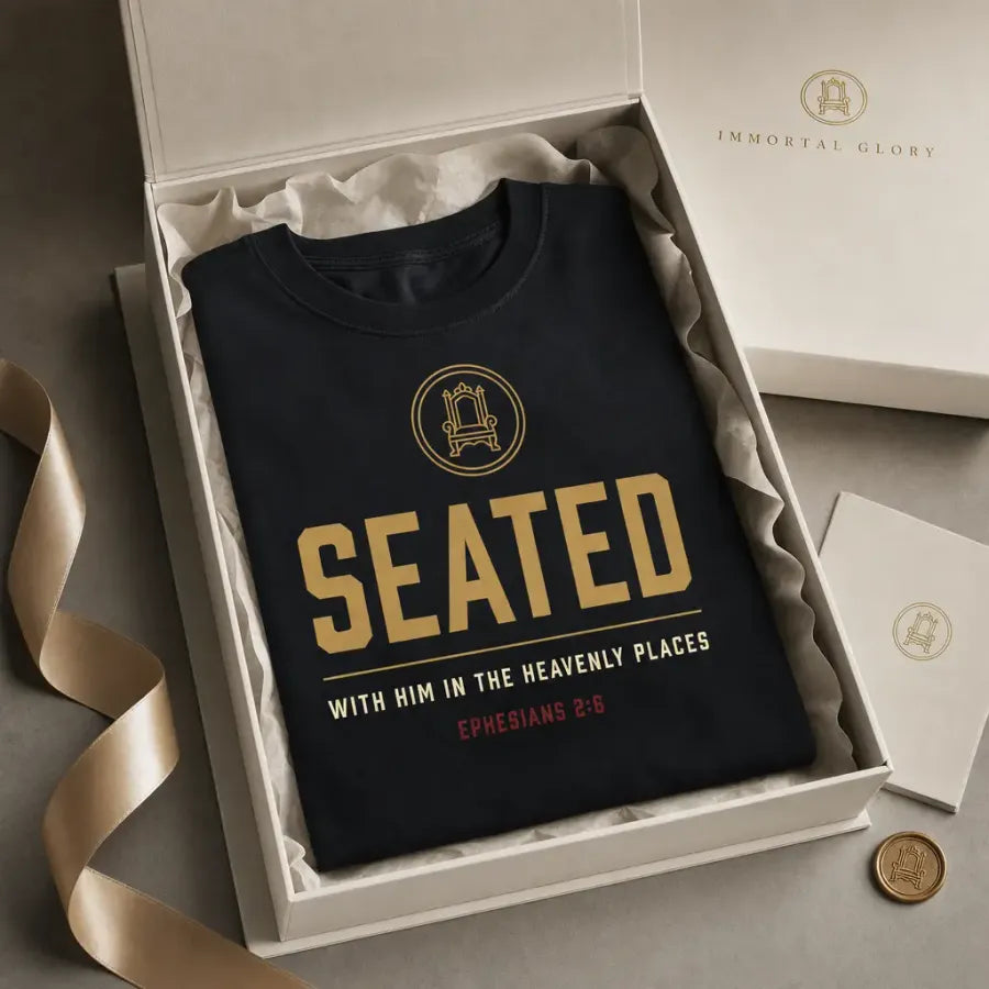 Seated tee — Black / Gold — alternate view